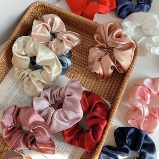 Dây buộc tóc vải lụa satin co giãn màu tím / đen thời trang cho nữ