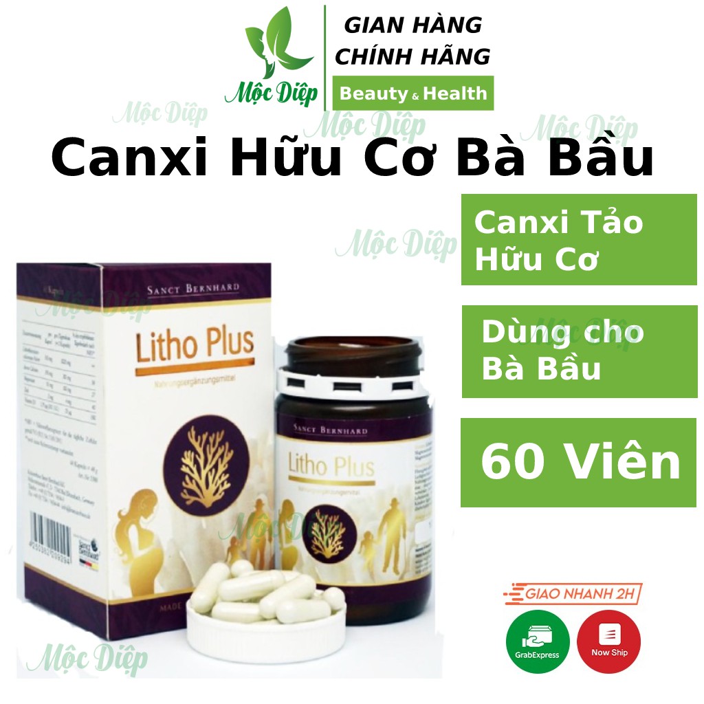 Canxi hữu cơ cho bà bầu Litho Plus❤️CHÍNH HÃNG❤️ Canxi tảo đỏ nhập khẩu từ Đức bổ sung canxi giúp xương chắc khỏe