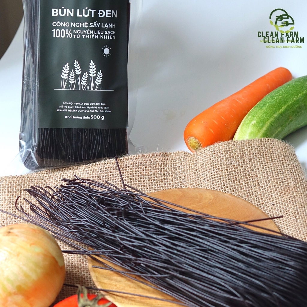 Bún Lứt Đen CLEAN FARM - Túi 500g - 100% thành phần tự nhiên, không chất bảo quản, màu nhân tạo, chất phụ gia