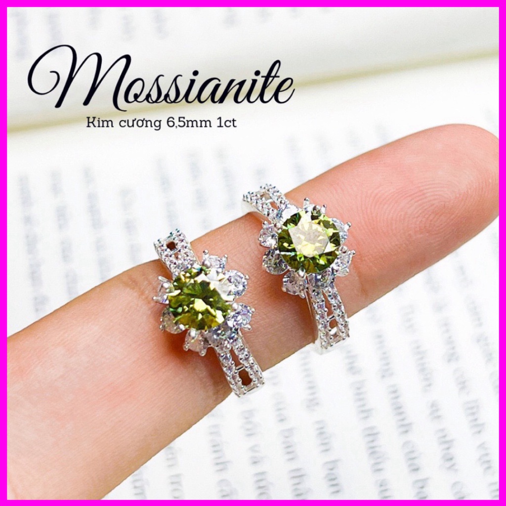 Mẫu hot Nhẫn mossianite bọc bạc ta màu xanh mang lại sự may mắn là món quà đốn tim chị em phụ nữ hàng đẹp