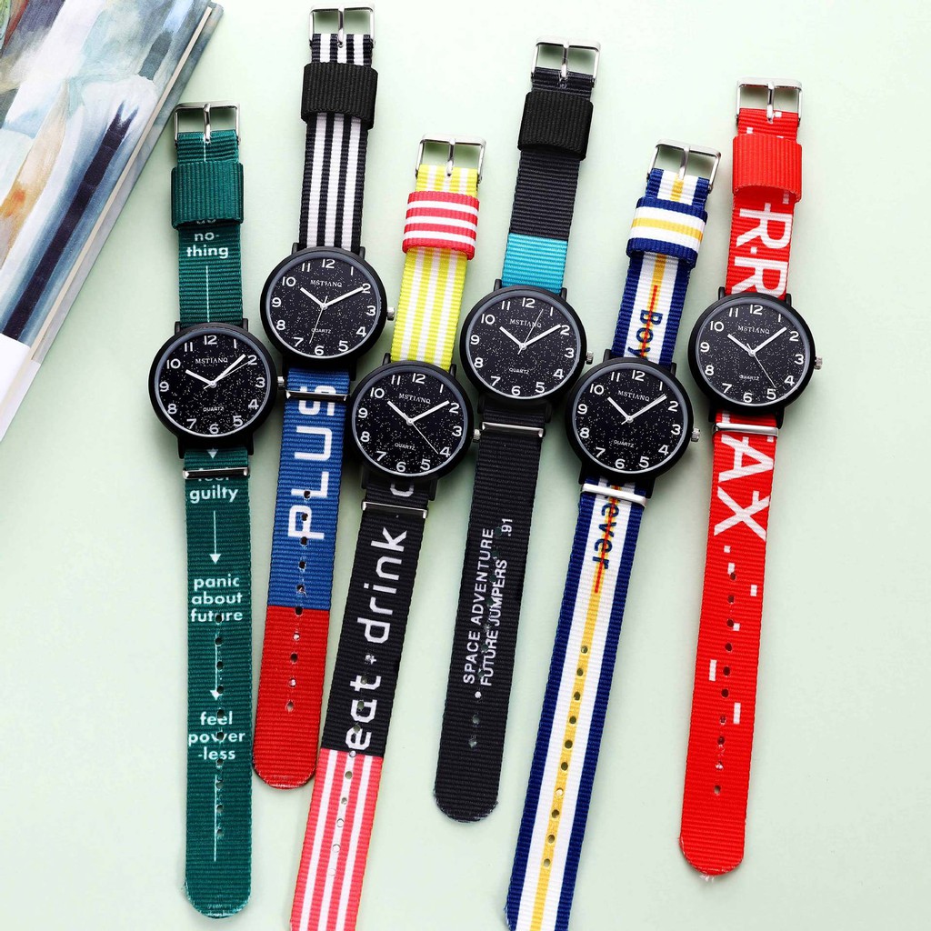 Đồng hồ nam nữ Mstianq MS27 dây dù cực bền, mặt số kim tuyến cực đẹp