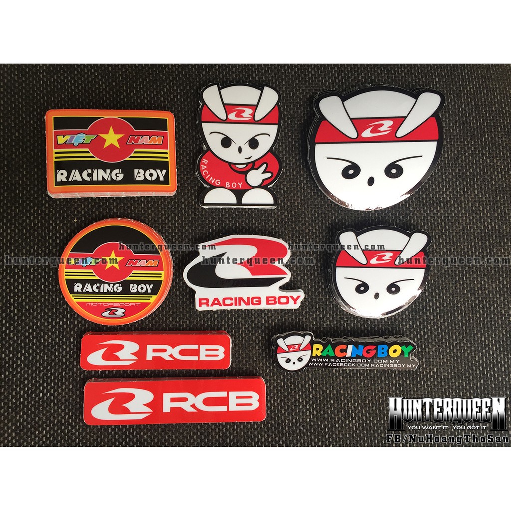 Trọn bộ 8 logo VN RACING BOY. Hình dán thỏ cực ngầu chống nước - Nhận đặt in sticker theo yêu cầu