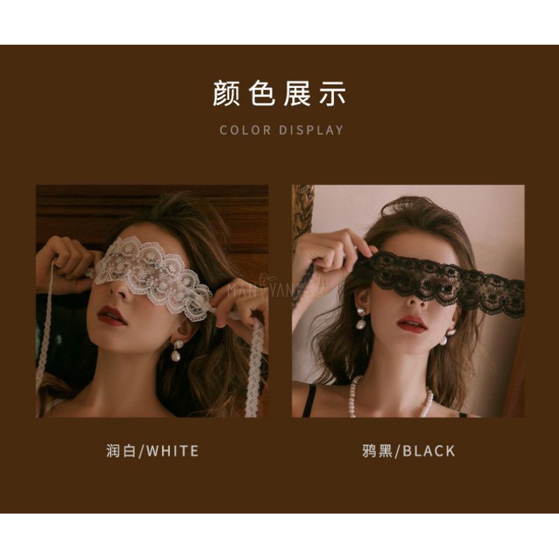 mặt nạ bịt mắt ren hóa trang dây buộc trắng tinh khôi sexy gợi cảm