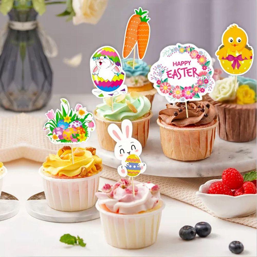 AUGUSTINA Set 12 Que Cắm Trang Trí Bánh Kem Họa Tiết Hoạt Hình Dễ Thương