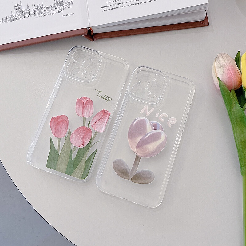 Ốp Điện Thoại Mềm Trong Suốt Họa Tiết Hoa Tulip Cho Samsung Galaxy S22 S21 S20 Note 20 Ultra S21 S20 Plus A72 A52 A52S A53 A32 A22 A13 A12
