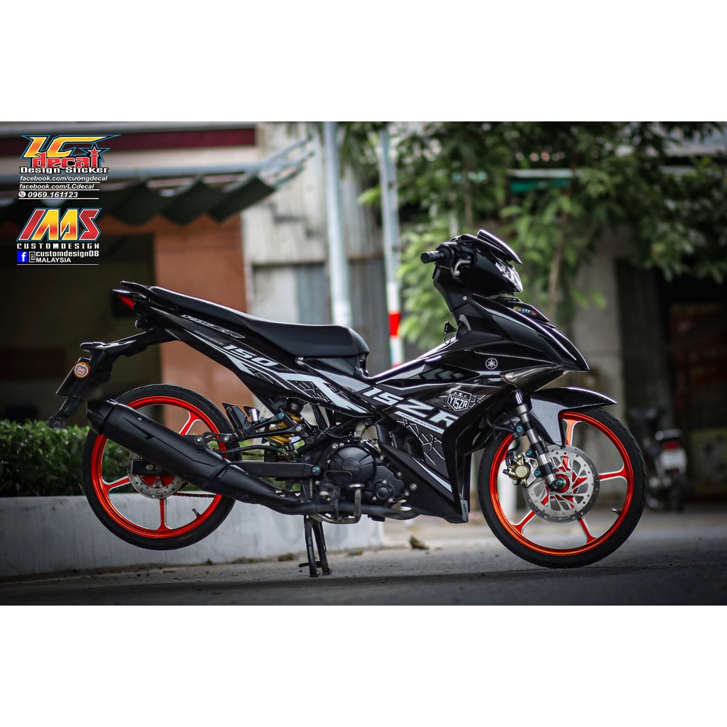 Tem /decal Rời Dán Xe Exciter 150 Mẫu Chữ Y15ZR Xám Đen Trắng Cực Chất, Hàng 3 Lớp Chất Lượng Cao