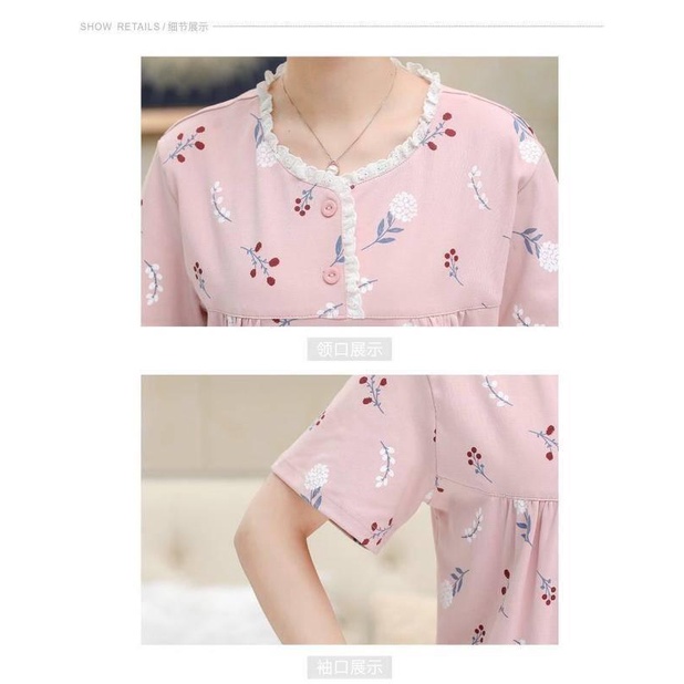 Bộ đồ ngủ tay ngắn thời trang cho phụ nữ trung niên