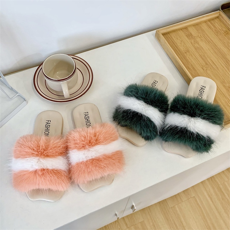 Dép Lông Cáo Cao Cấp Thời Trang Dành Cho Mẹ Và Bé Pine072