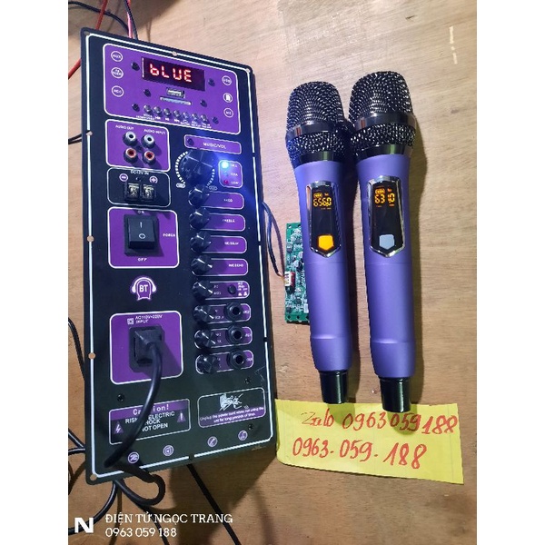 Trọn Bộ Mạch Loa Kéo 15*35 Kèm 2 Tay Micro UHF Không Dây Màu Mạch Ngẫu Nhiên