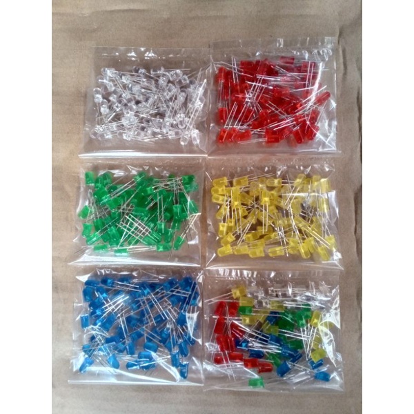 Gói 50 bóng led 5mm vỏ màu ra màu