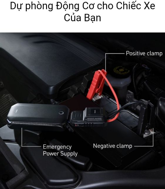 Bộ kích nguồn kiêm sạc dự phòng dùng xe ô tô Baseus Super Energy Car（8000mAh, 5V/2.4A Power Bank, 12V)