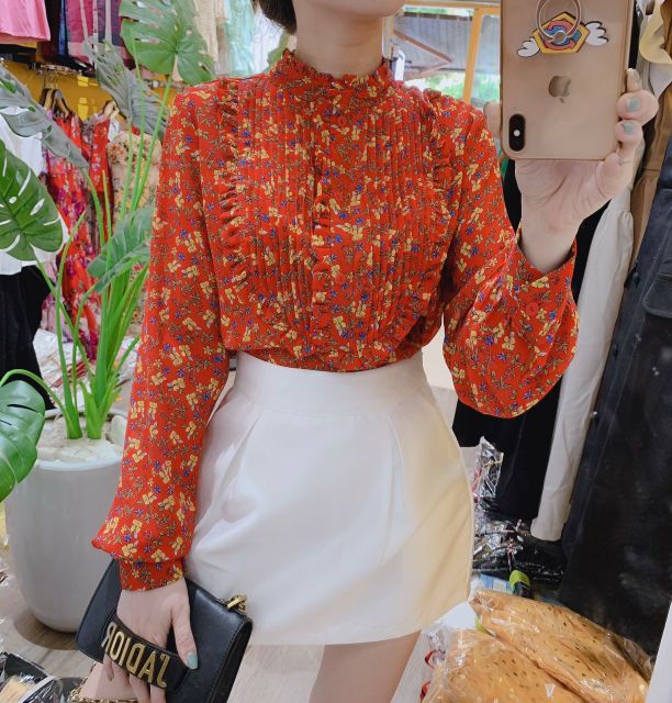 Sơ mi hoa tiểu thư cao cấp | BigBuy360 - bigbuy360.vn