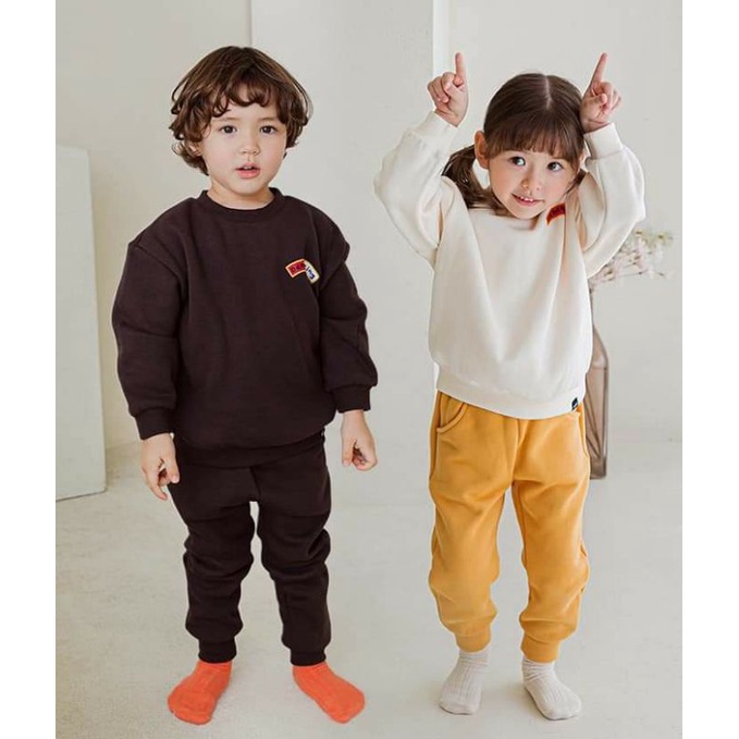 Bộ nỉ bông Cordi-i dày dặn thu đông chính hãng Hàn Quốc cho bé trai bé gái