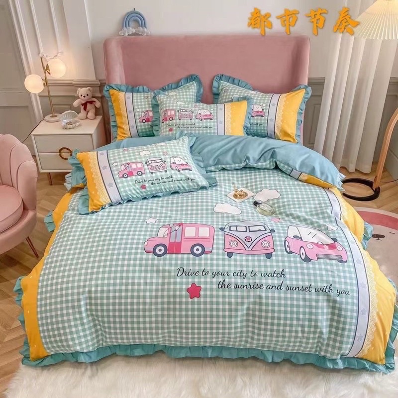 Bộ vỏ chăn ga gối Cotton 100% bèo nhập khẩu nhiều màu sắc chất vải cao cấp mềm mại đủ mọi kích thước giường - loại 1