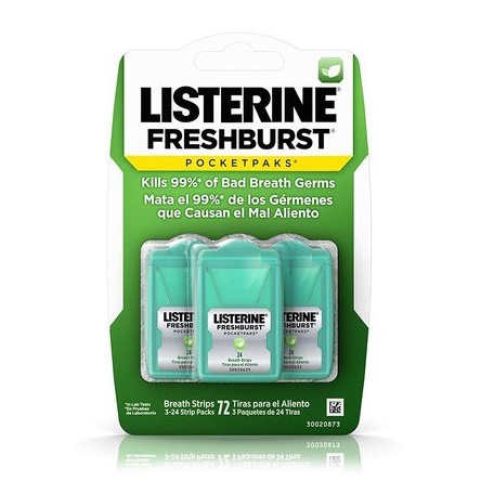 Combo 3 hộp Miếng Ngậm Thơm Miệng Listerine 24 miếng (Kẹo lá ngậm thơm miệng Cool Mint / Fresh)