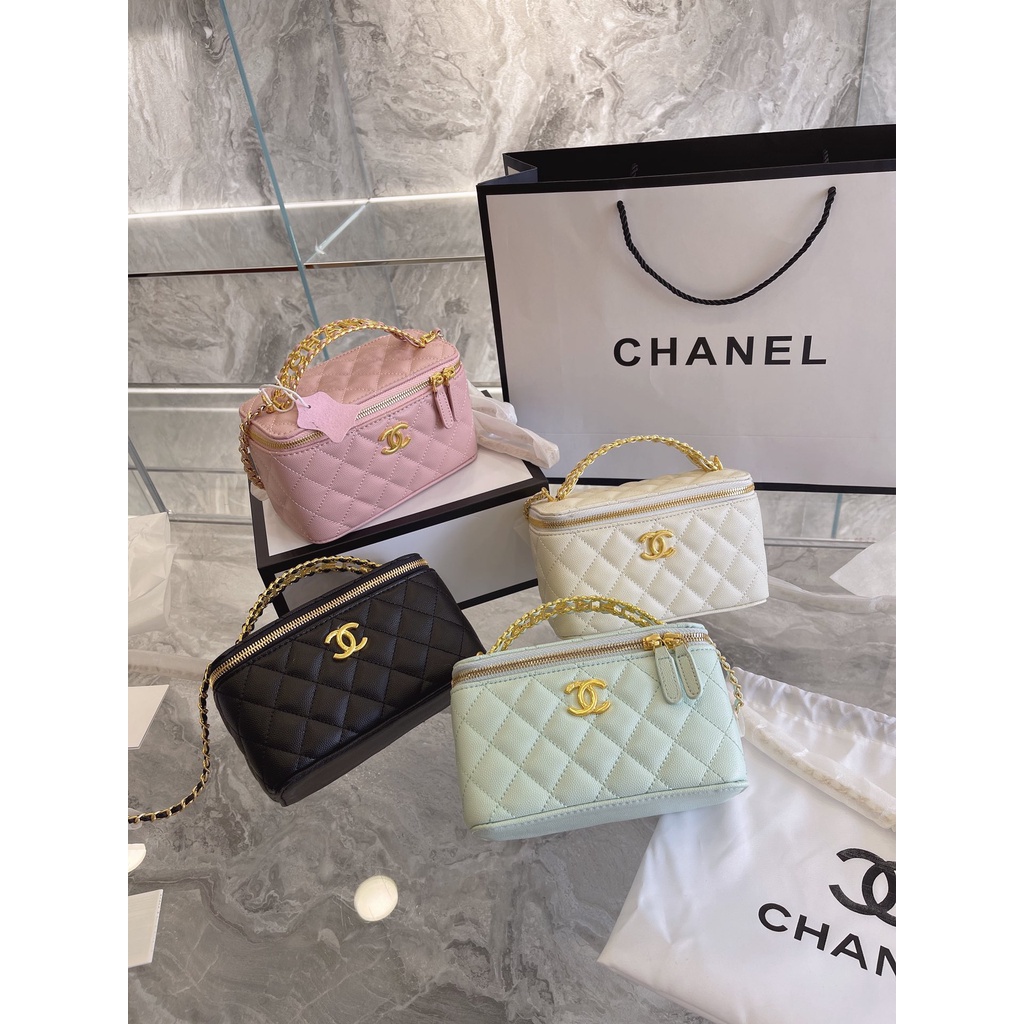 Túi xách nữ da thật thời trang cao cấp 𝘾𝙝𝙖𝙣𝙚𝙡 𝘾𝙝𝙖𝙣n𝙚𝙡 CN thiết kế dạng hộp, phong cách sang trọng