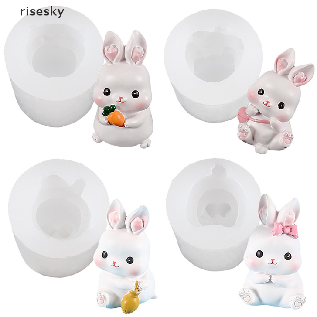 Khuôn Silicone Làm Bánh / Xà Phòng Hình Thỏ 3D DIY ♨Trên đó