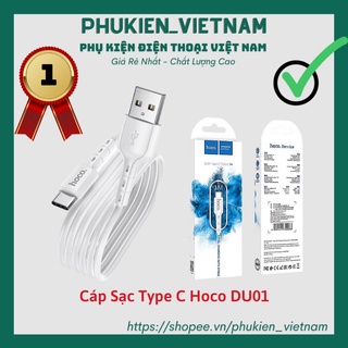 Dây sạc - cáp sạc type c hoco du01 sạc nhanh - dây dù - chống đứt cáp sạc nhanh chính hãng