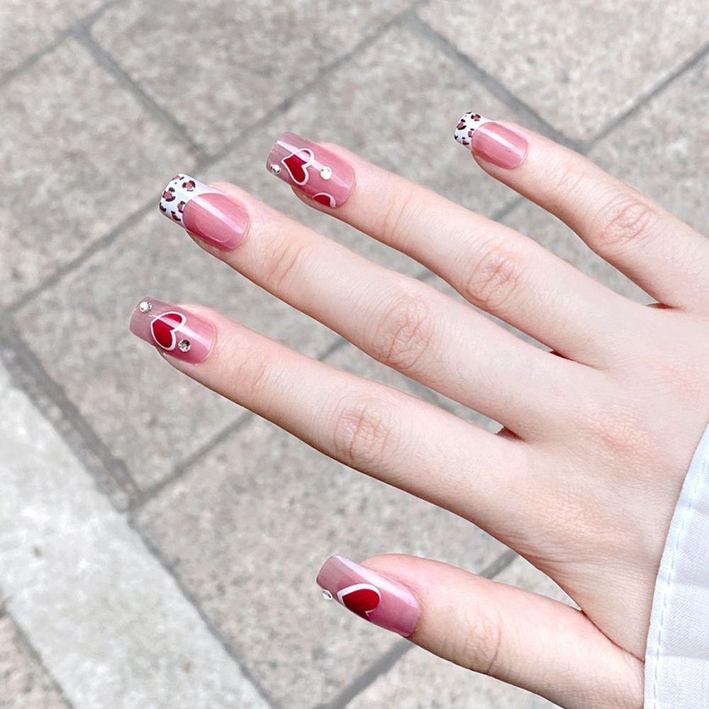 Bộ Móng Tay Giả Ngắn Tháo Rời Được Hình Nơ Hoa Phong Cách Nhật Bản