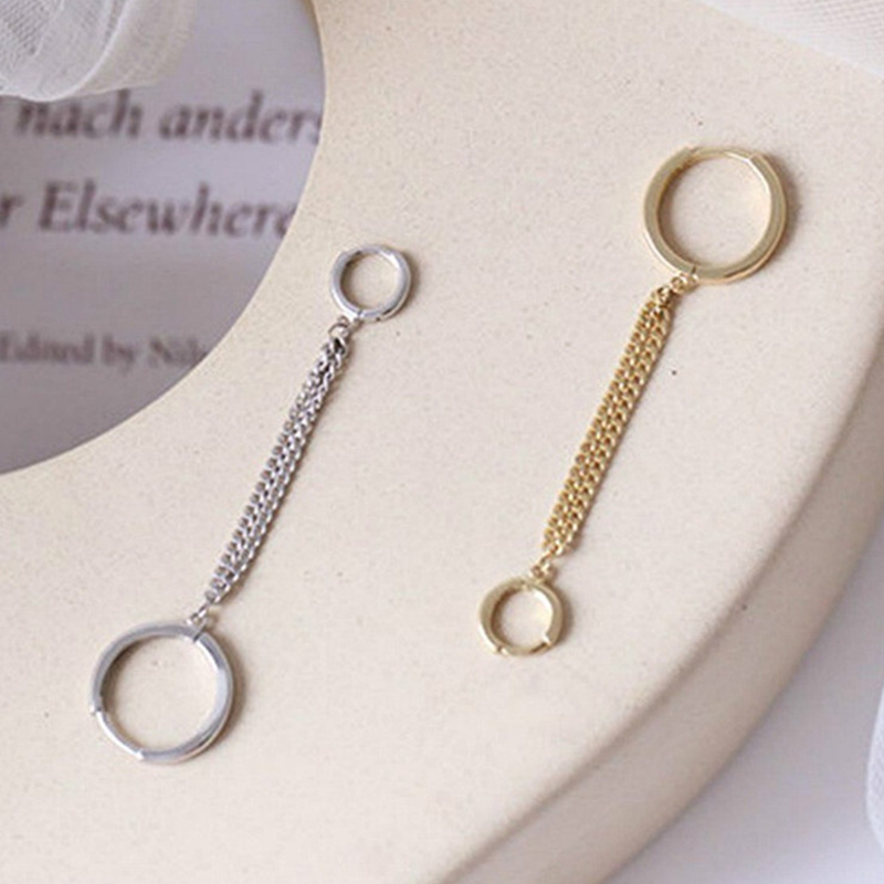 1 Khuyên tai đôi dạng tròn màu vàng thời trang cá tính