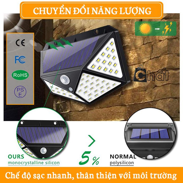 Đèn cảm biến năng lượng mặt trời 3 chế độ 100 LED