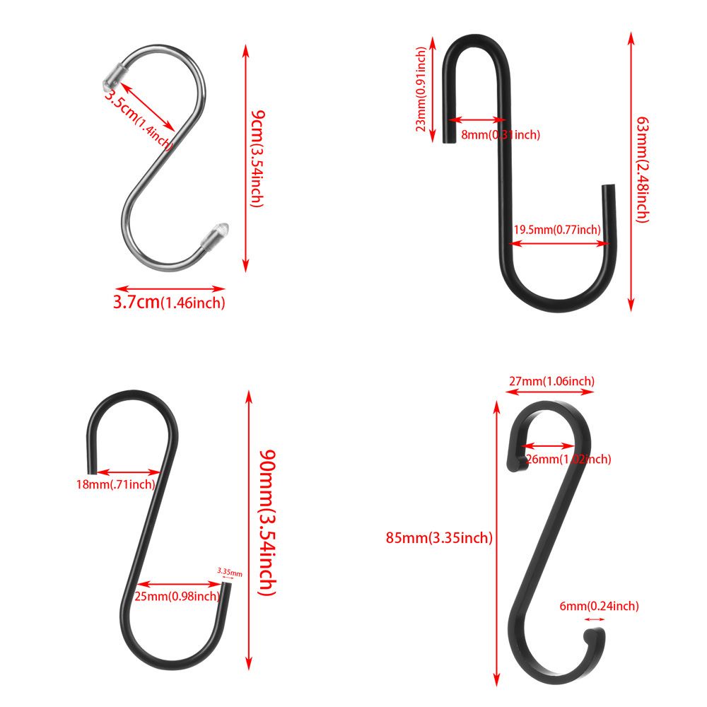 Set 10 móc treo hình chữ s bằng thép không gỉ đa màu sắc siêu bền tiện dụng cho nhà bếp nhà tắm