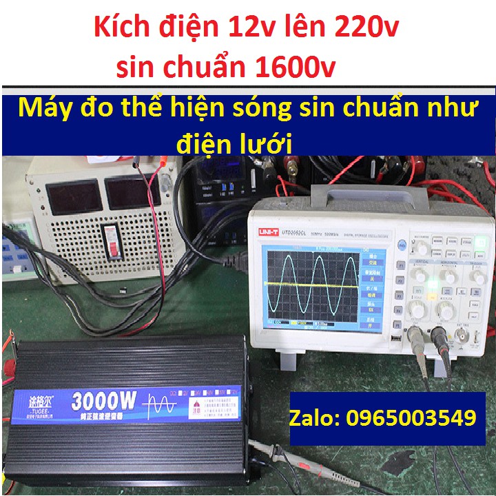 Kích điện 12v lên 220v 3000w sin chuẩn - Đổi nguồn DC 12V lên 220V công suất 3000W sin chuẩn - Hàng nội địa trung quốc.