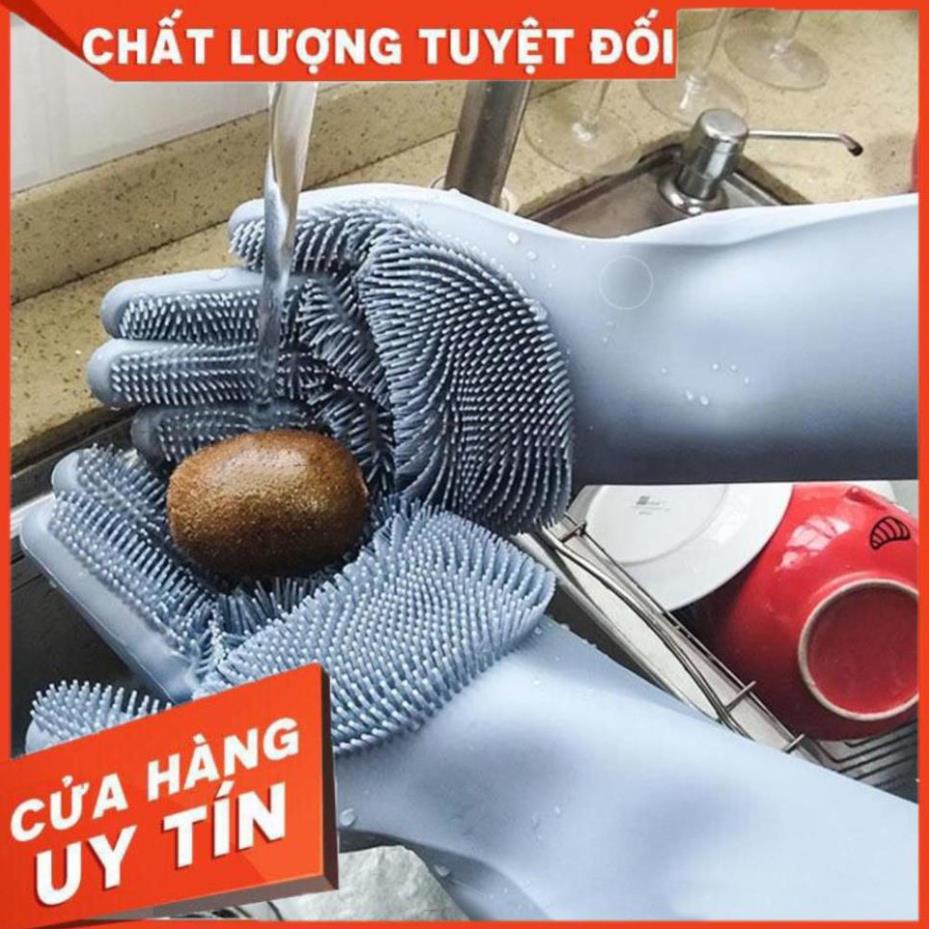 (Video Clip)  Găng Tay Rửa Bát Silicon TẠO BỌT - Bao Tay Rửa Chén Nhà (1 bộ)