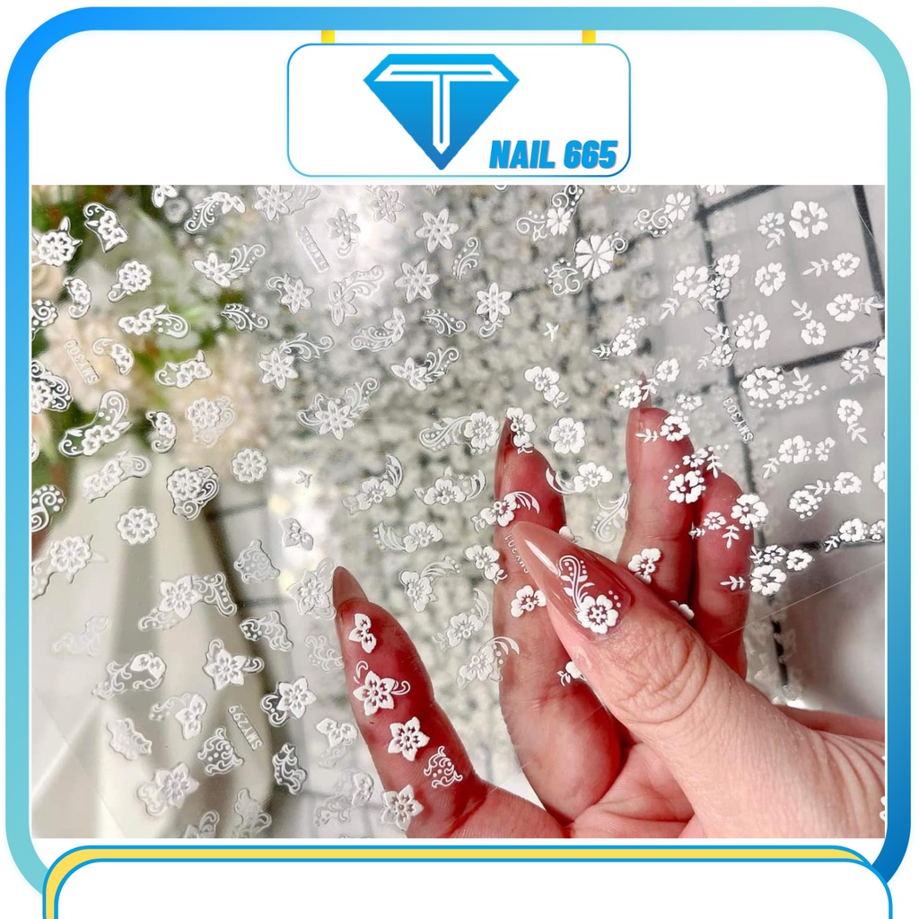 Sticker dán móng nail , Sticker hình dán trang trí móng tay nhiều hình hoa logo họa tiết tấm to