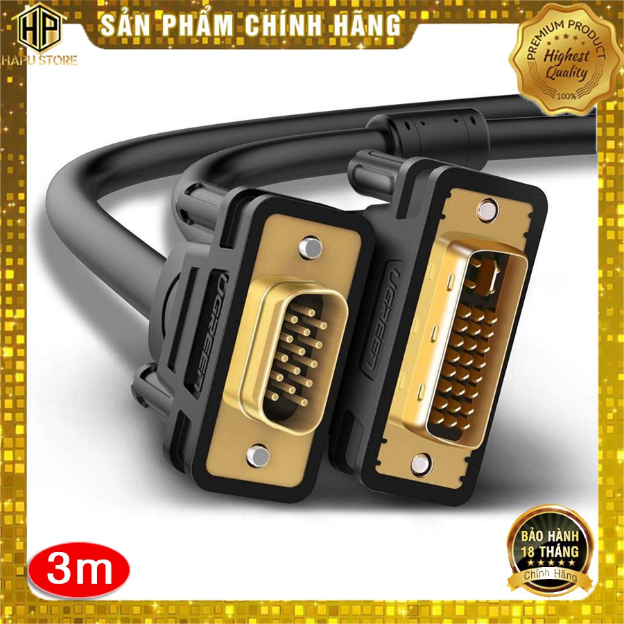 Cáp chuyển DVI 24+5 sang VGA Ugreen 11618 dài 3m chính hãng - Hapustore