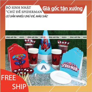 Bộ sinh nhật combo trang trí bàn tiệc cho Bé, chủ đề Spiderman