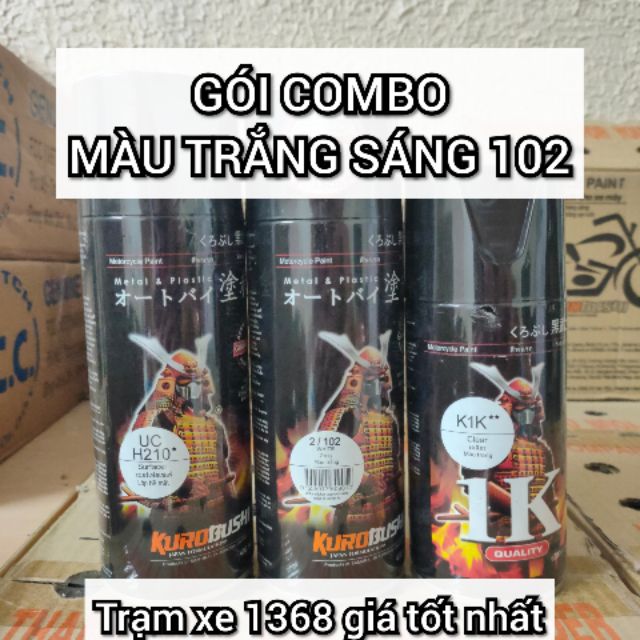 COMBO Sơn Samurai màu Trắng tinh khôi 102 gồm 3 chai đủ quy trình bền đẹp (uch210 - 102 - K1k)