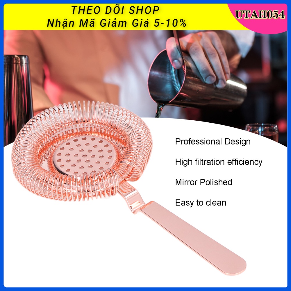 Hàng Sẵn Dụng cụ chặn đá strainer / boston shaker đẹp Bộ lọc đá quầy bar Cocktail bằng thép không gỉ chuyên nghiệp【Utah054】