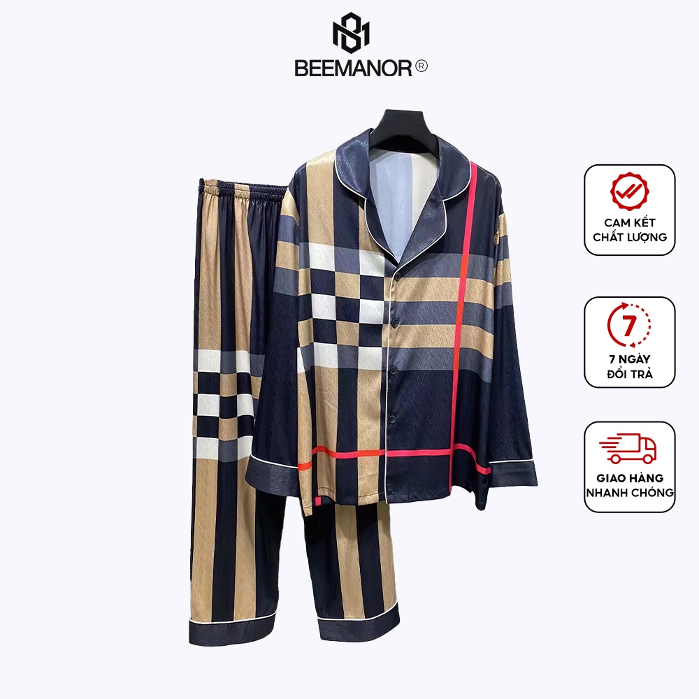 Bộ đồ ngủ Pijama lụa cao cấp mềm mịn,thoáng mát với thiết kế tinh tế, đường may tỉ mỉ BBR11 - Beemanor