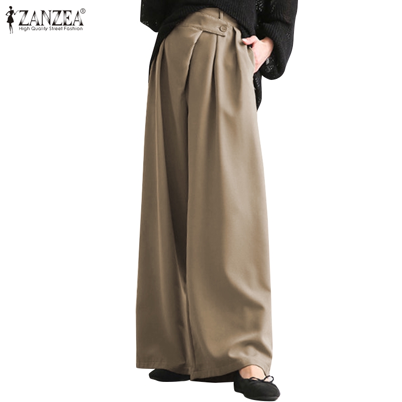ZANZEA Quần Dài Ống Rộng Thời Trang Thanh Lịch Dành Cho Nữ