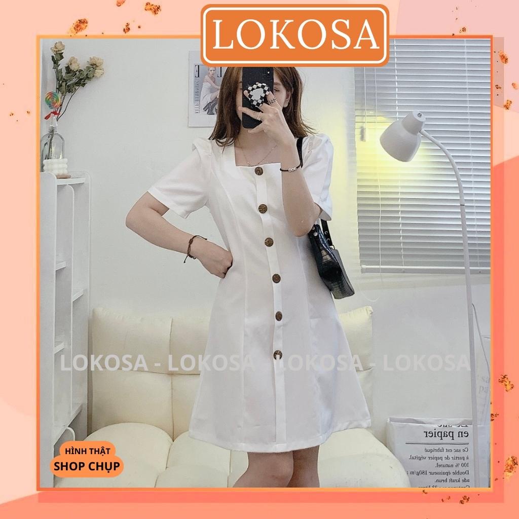 Váy Công Sở Nữ LOKOSA đầm cổ vuông đi chơi nữ ngắn trẻ trung cổ vuông Sang trọng cao cấp đi chơi đi tiệc VDE031