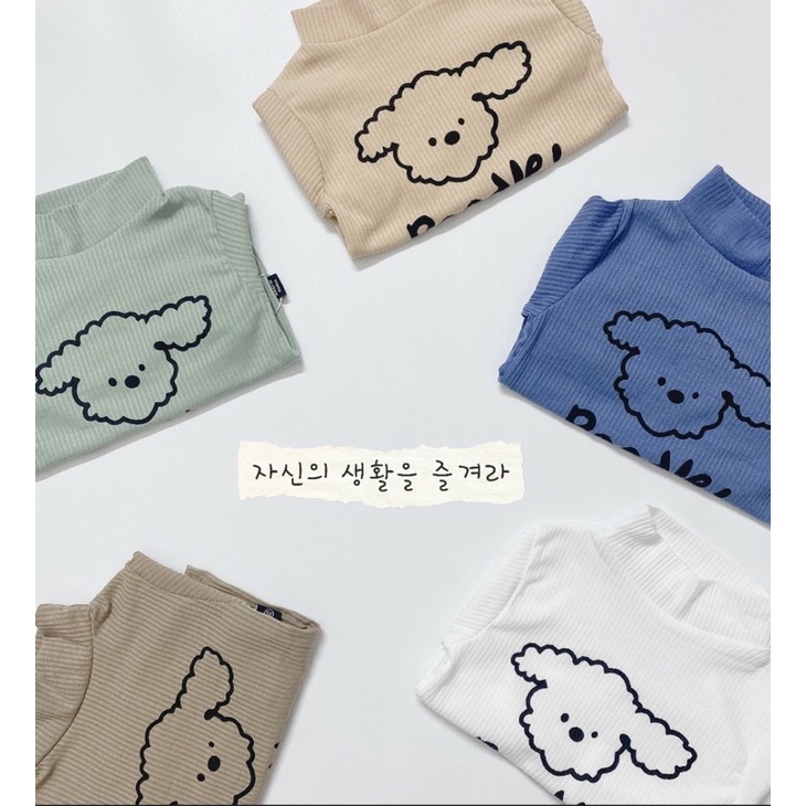 Bộ thun tăm Poodle cổ cao chất liệu mềm mại co giãn 4 chiều
