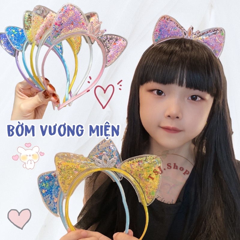 Bờm cho bé gái hình vương miện tai mèo, hình trái tim dễ thương phát sáng
