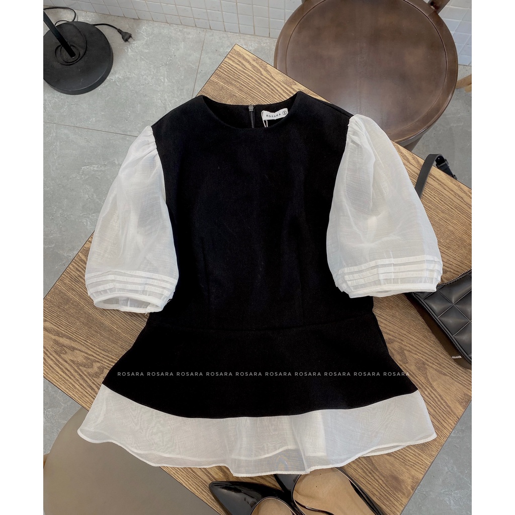 Áo Sơ Mi Peplum Thời Trang Nữ Phối Tay Tơ Công Sở Rosara G52