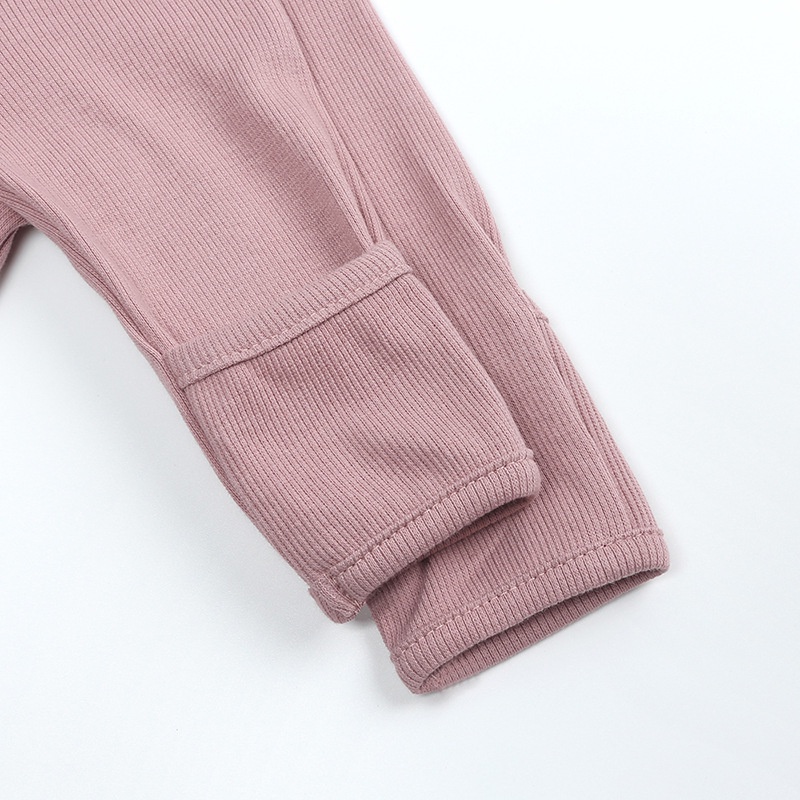 Bộ Áo Liền Quần Tay Dài Màu Trơn Chất Liệu Cotton Cho Bé 0-12 Tháng Tuổi