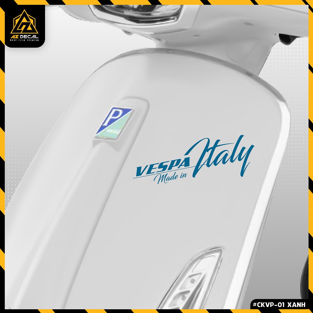[Chọn Màu] Tem Dán Xe Vespa Đẹp Tinh Tế Chữ Made In Italy | CKVP-01 | Decal Trang Trí Xe Vespa Dễ Dán
