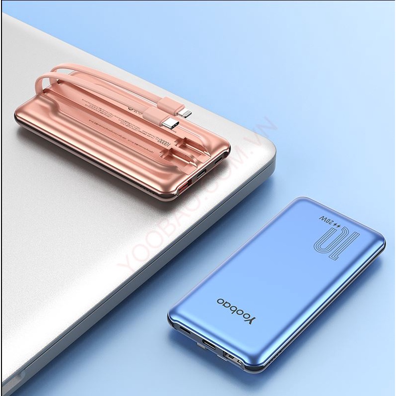 Sạc dự phòng YOOBAO LC2 20W 10000mAh hỗ trợ sạc nhanh PD có sẵn dây sạc, nhỏ gọn, tiện lợi phù hợp mọi điện thoại