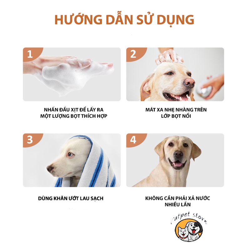Xịt bọt tắm khô cho thú cưng, xịt bọt khô tiện lợi cho thú cưng