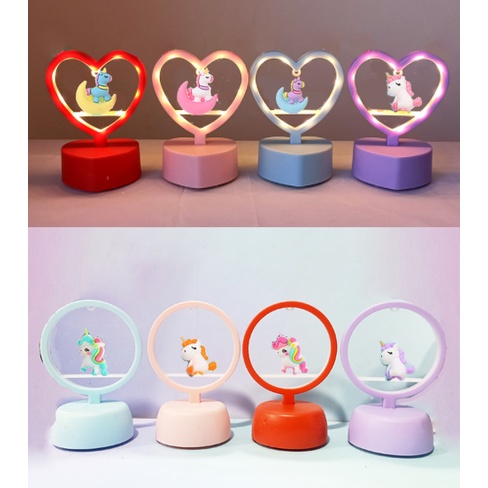 đèn led tim tròn ngựa thần unicorn DLT13 dễ thương cute hoạt hình