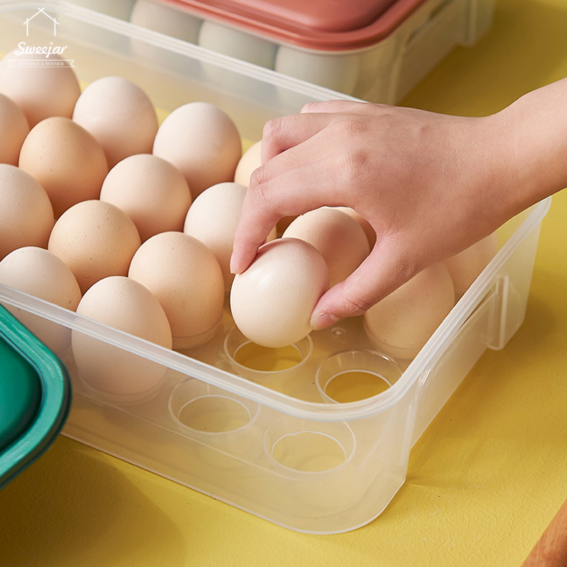 Hộp đựng bảo quản trứng SWEEJAR chia 24 ngăn có nắp đậy cất giữ trong tủ lạnh tiện lợi