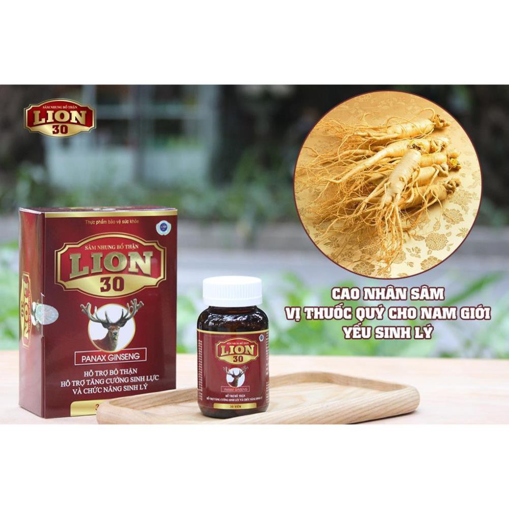 Sâm nhung tăng cường sinh lý bổ thận nam Lion 30 giảm xuất tinh sớm tiểu đêm cho đàn ông mãnh lực tuổi 30 tw3 - Hộp 30v