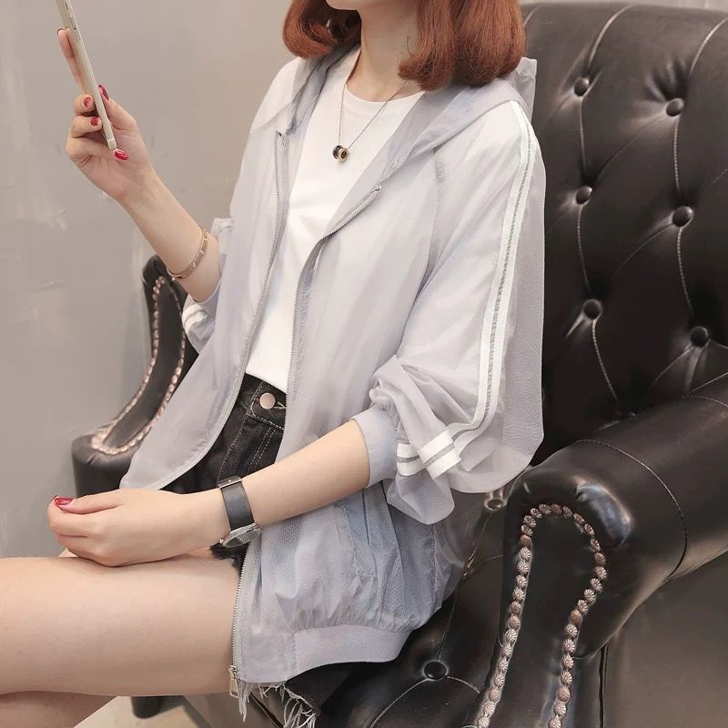 Áo Khoác Chống Tia UV Chất Liệu Lụa Lạnh Mỏng Phong Cách Hàn Quốc Thời Trang Cho Nữ