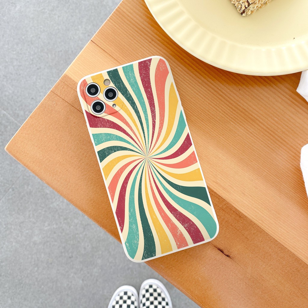 Ốp Điện Thoại iphone Dải màu sắc ốp vuông iPhone 12 8plus x 11promax 8 6 6Plus 7Plus 8Plus X Xs Max 13 Promax tr306