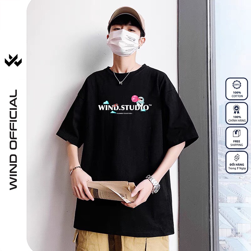 [Mã SKAMFSW175 giảm 10K đơn 50K] Áo phông unisex form rộng WIND tay lỡ oversize thun 100% cotton SHARK nam nữ ulzzang | WebRaoVat - webraovat.net.vn