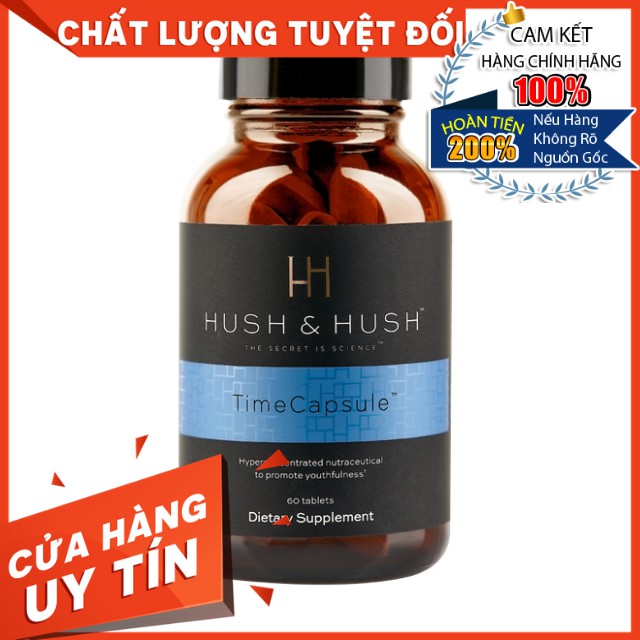 [HÀNG NHẬP KHẨU] Viên Uống Chống Nắng, Mờ Thâm Nám, Chống Lão Hóa, Trắng Sáng Da Image Hush & Hush Time Capsule 60viên